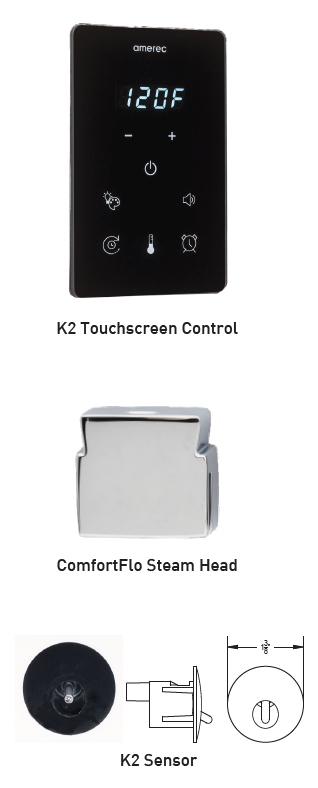 Amerec K2 Control, ComfortFlo Steam Head, and K2 Sensor